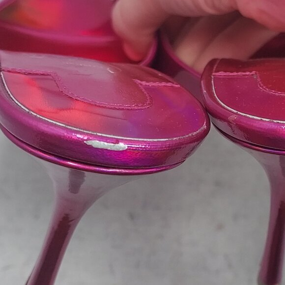 Christian Louboutin Patent Psychic Me Dolly Fuxia Pink Heel Sandal - Picture 6 of 9